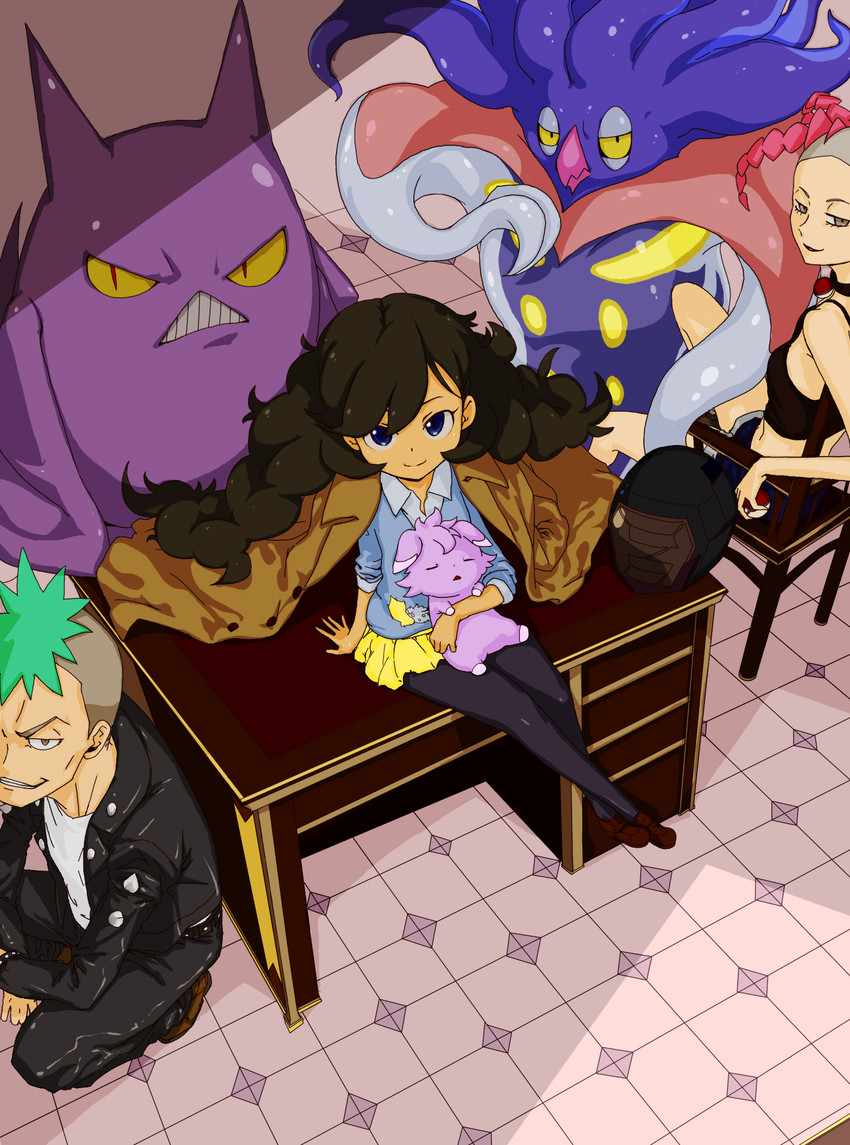 espurr, crobat, punk girl, emma, malamar, and 1 more (pokemon and 1 more) drawn by adashino_(kuusou_missile)