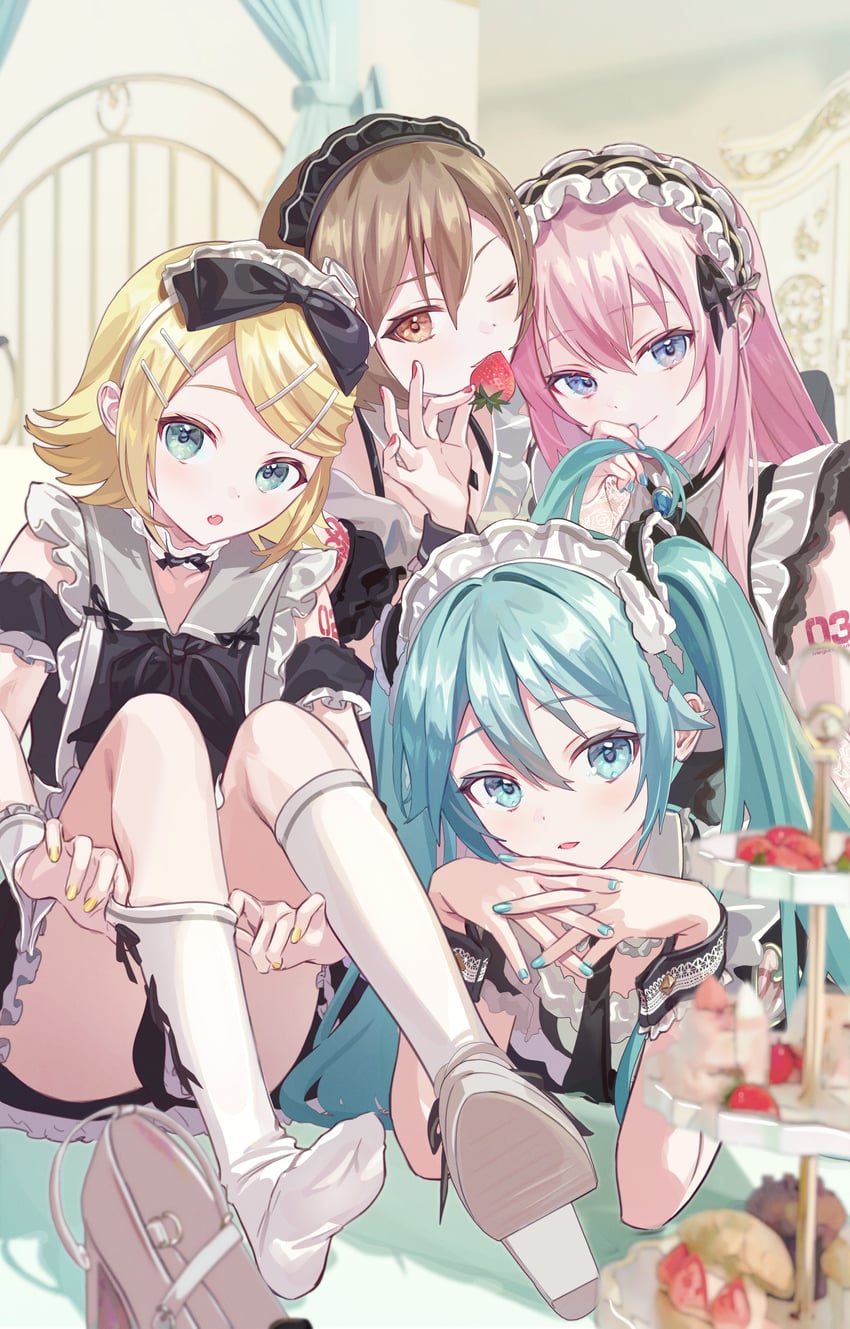 hatsune miku, kagamine rin, megurine luka, and meiko (vocaloid) drawn by vs0mr