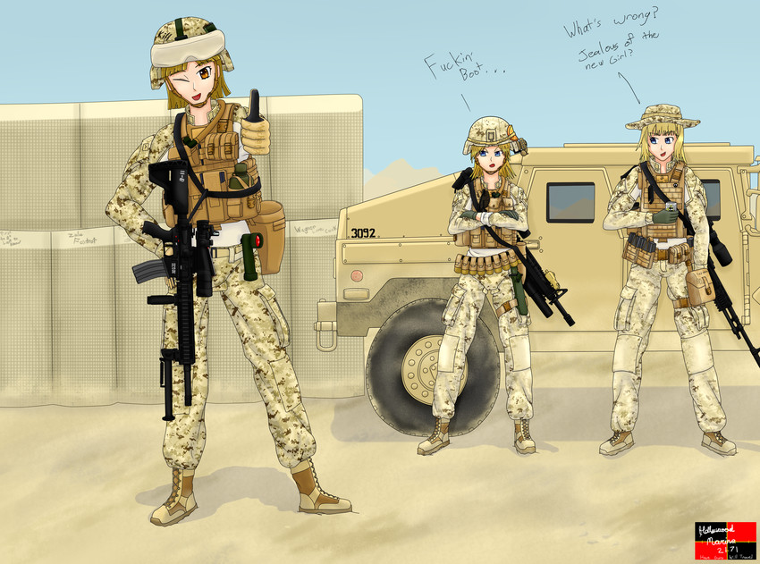 m16a4 and m14 (upotte!!) drawn by matt_(hollywoodmarine2171)