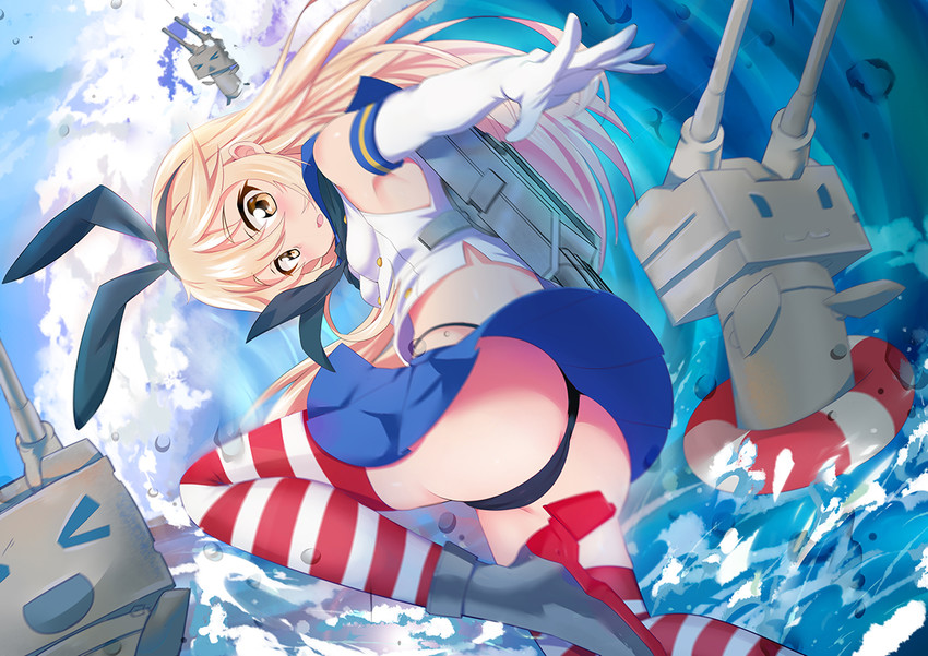 shimakaze and rensouhou-chan (kantai collection) drawn by caibao_return