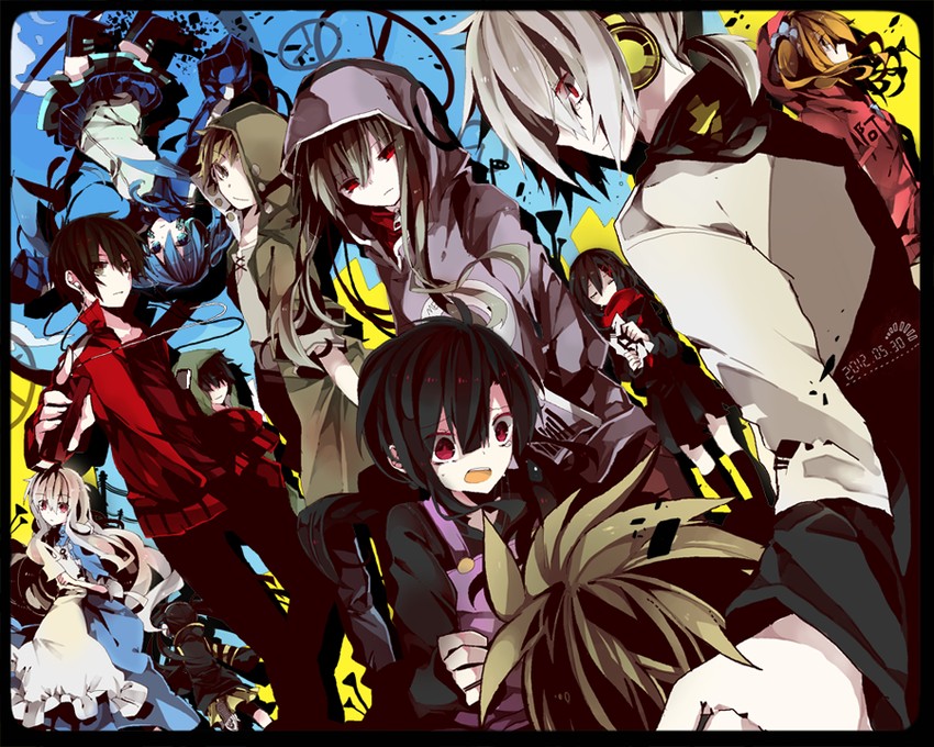 tateyama ayano, kozakura marry, kisaragi shintarou, kido tsubomi, ene, and 7 more (kagerou project and 7 more) drawn by cyawa
