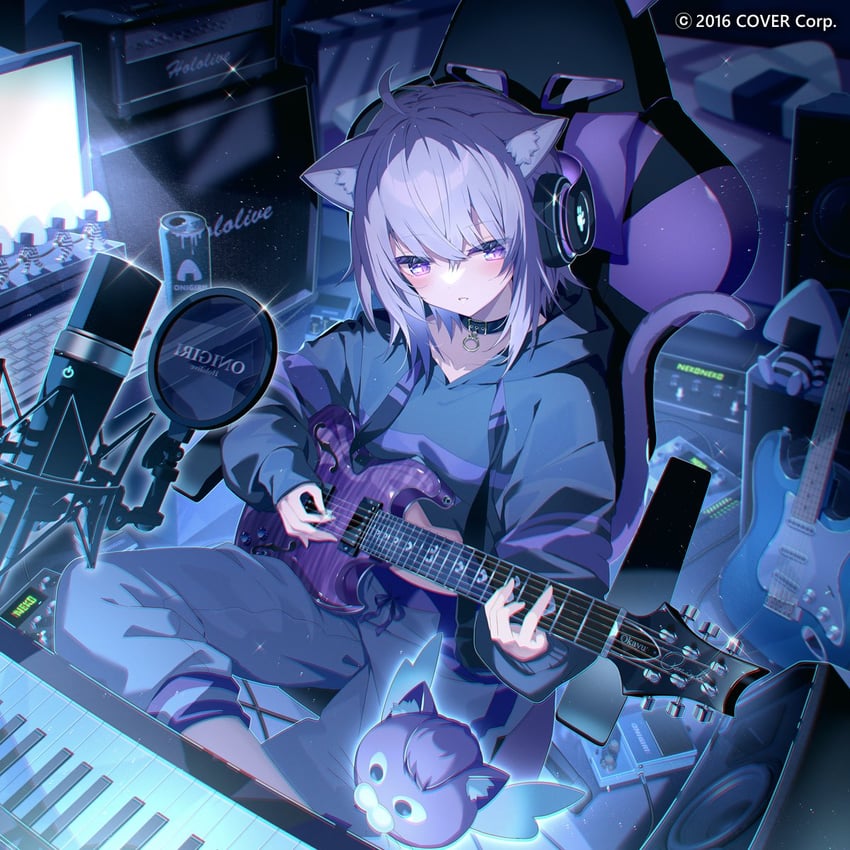 nekomata okayu, onigirya, and okanyan (hololive) drawn by ishihara_(kuniyoshi)