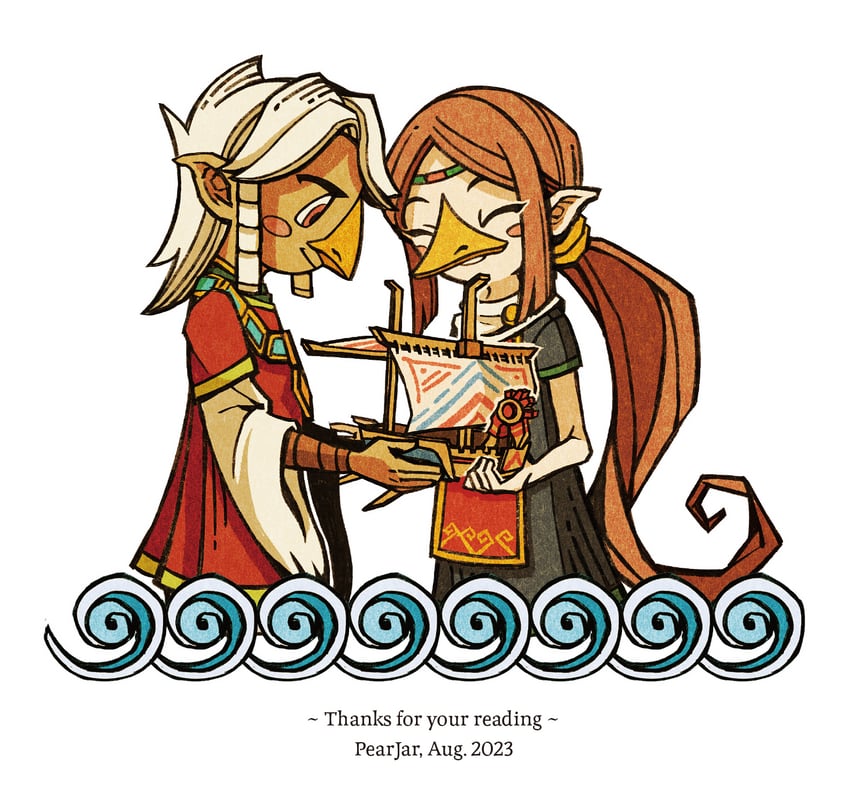 medli and komali (the legend of zelda and 2 more) drawn by pearjarrr