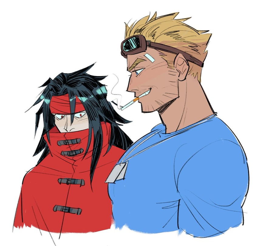 vincent valentine and cid highwind (final fantasy and 1 more) drawn by unlckdrat