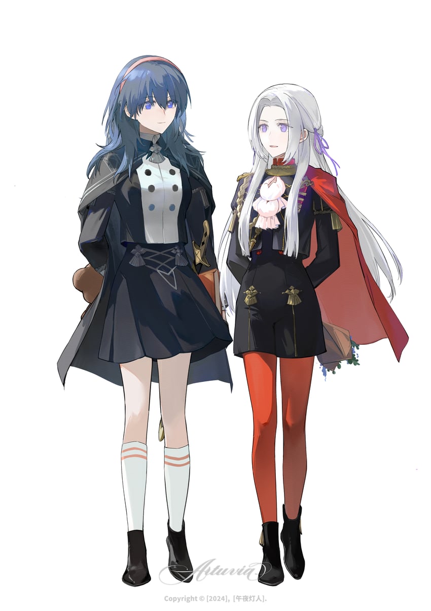 female byleth and edelgard von hresvelg (fire emblem and 1 more) drawn by artuvia