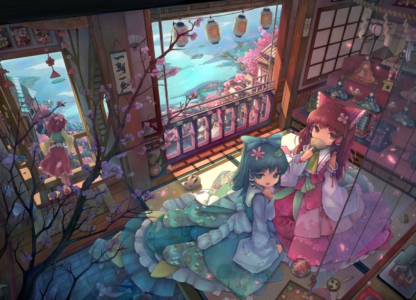 hakurei reimu, kochiya sanae, and hieda no akyuu (touhou) drawn by sanntouhei