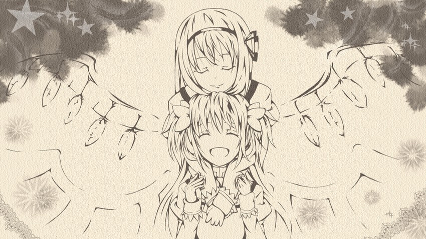 akemi homura, kaname madoka, and akuma homura (mahou shoujo madoka magica and 1 more) drawn by warabe_(waraghi)