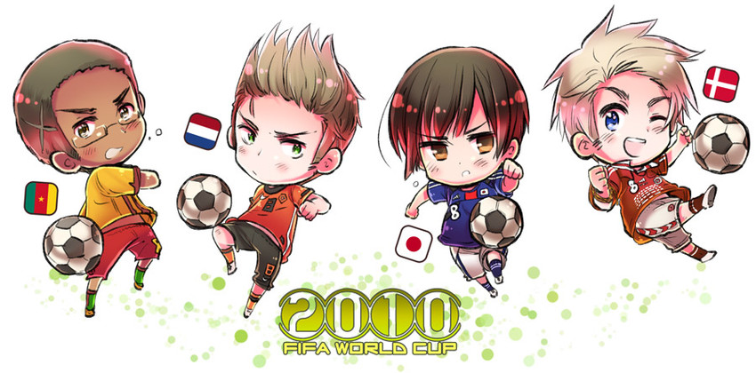 japan, netherlands, denmark, and cameroon (axis powers hetalia and 2 more) drawn by himaruya_hidekazu