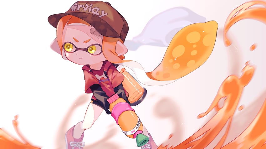 inkling player character and inkling girl (splatoon) drawn by sabata_saba