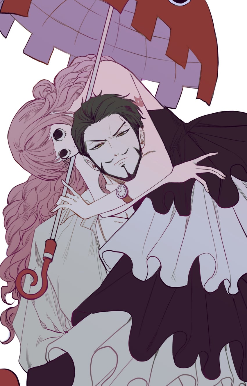 perona and dracule mihawk (one piece) drawn by jujubing_h
