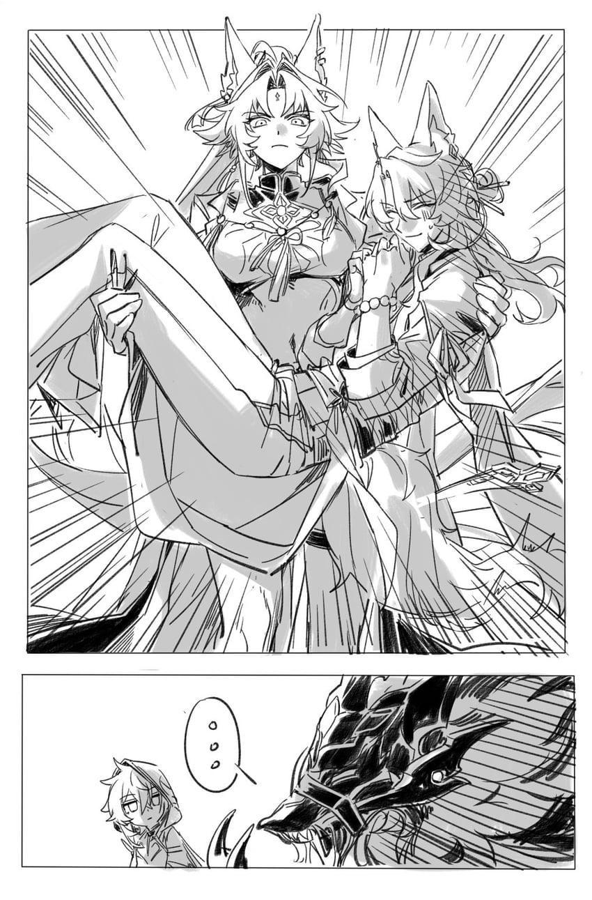 feixiao, jiaoqiu, and moze (honkai and 1 more) drawn by unt142310
