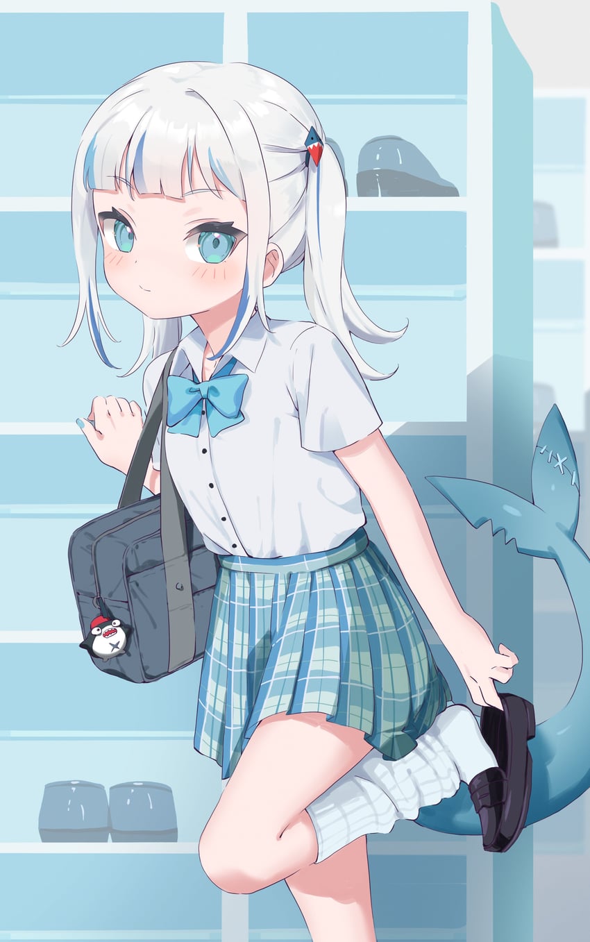 gawr gura and bloop (hololive and 1 more) drawn by gaogao_(gaogaomegu)
