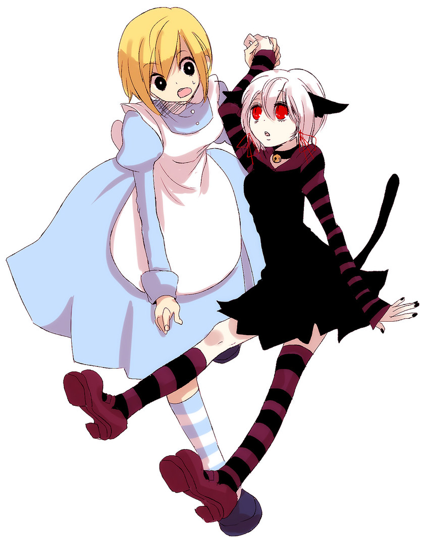 alice and cheshire cat (alice's adventures in wonderland) drawn by akieru_nomaki