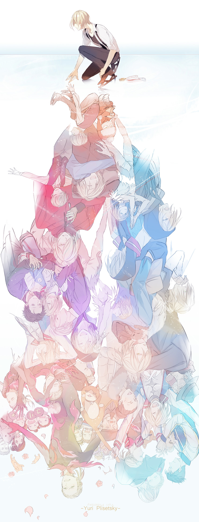 katsuki yuuri, viktor nikiforov, yuri plisetsky, makkachin, otabek altin, and 10 more (yuri!!! on ice) drawn by haizhe