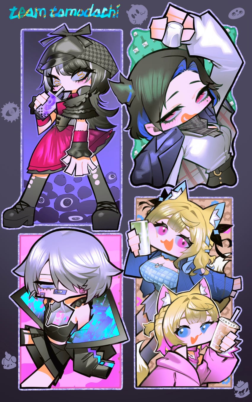 shiori novella, nerissa ravencroft, fuwawa abyssgard, mococo abyssgard, koseki bijou, and 3 more (hololive and 1 more) drawn by pungson_mori