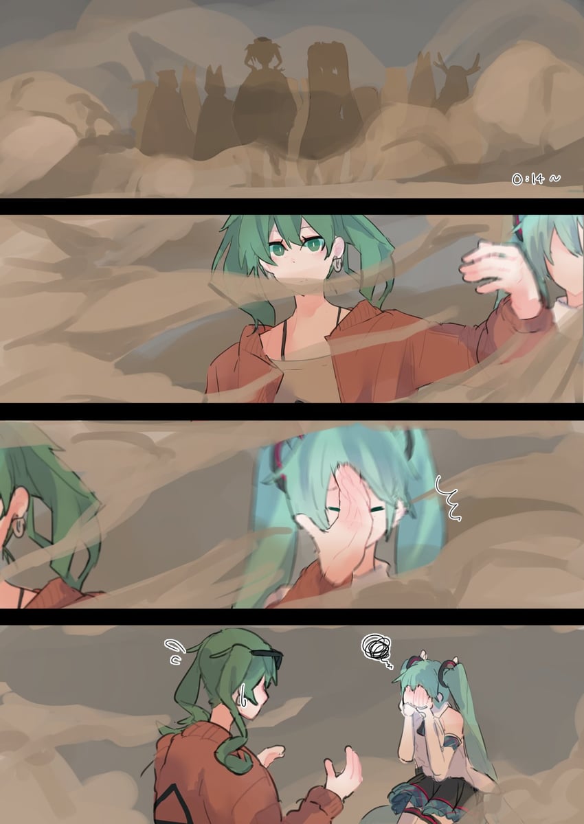hatsune miku and magical mirai miku (vocaloid and 2 more) drawn by kaimo_(mi6kai)