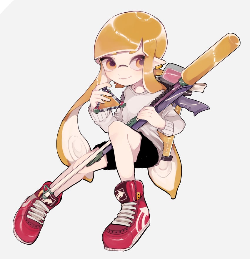 inkling player character and inkling girl (splatoon and 1 more) drawn by burakkukyatto