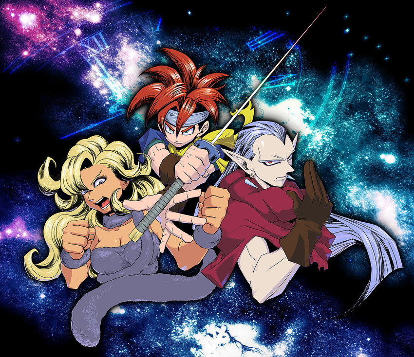 crono, ayla, and magus (chrono trigger) drawn by miyuki_(pirkapirka)