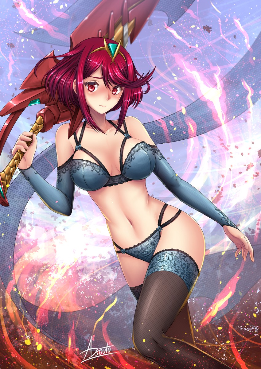 pyra (xenoblade chronicles and 1 more) drawn by adsouto