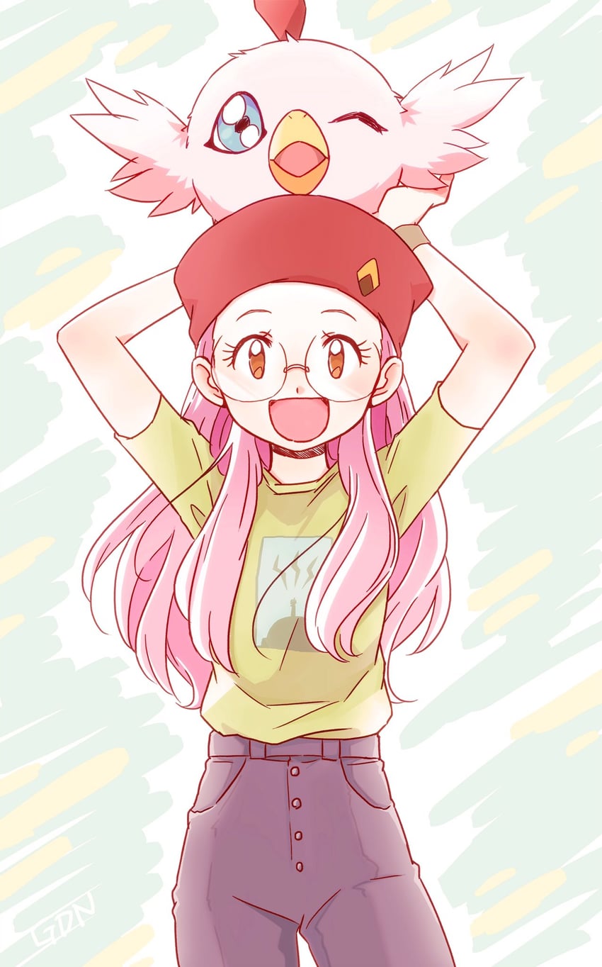 inoue miyako and poromon (digimon and 1 more) drawn by gdn0522