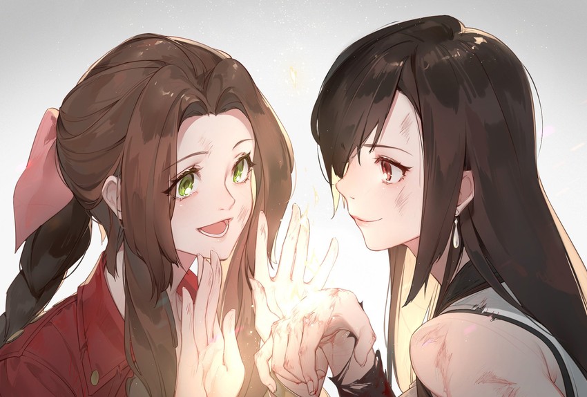 tifa lockhart and aerith gainsborough (final fantasy and 1 more) drawn by crow0cc