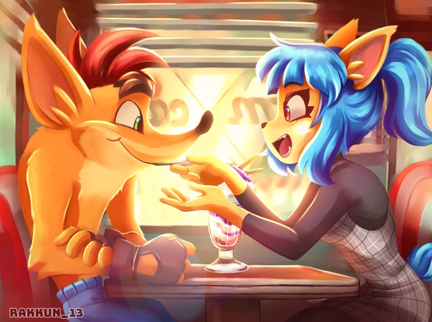 crash bandicoot and megumi bandicoot (crash bandicoot) drawn by rakkun_13