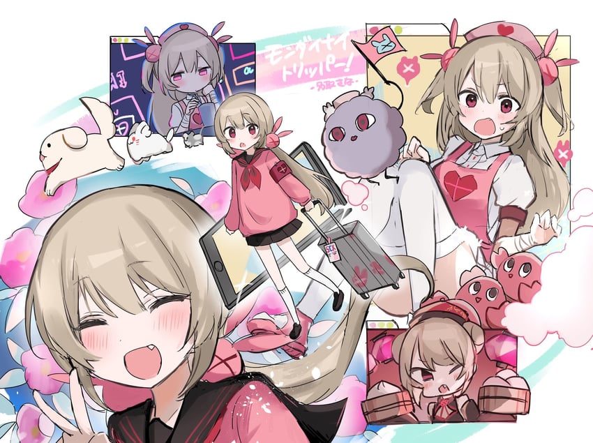 natori sana and saana-kun (sana channel) drawn by neku01n