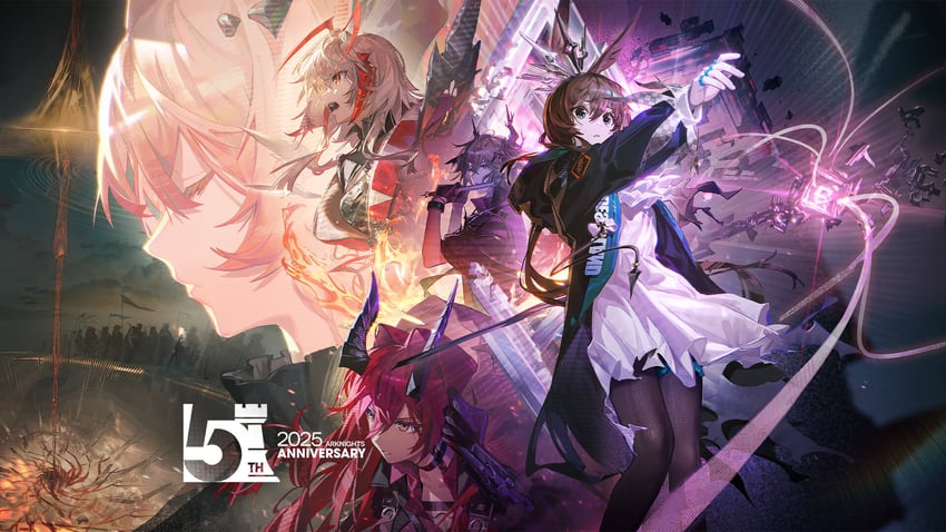 amiya, w, theresa, logos, wis'adel, and 1 more (arknights)