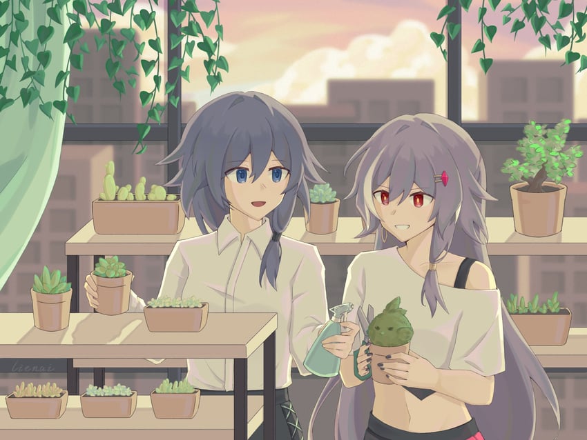 fu hua, herrscher of sentience, and jingwei (honkai and 1 more) drawn by lienai9