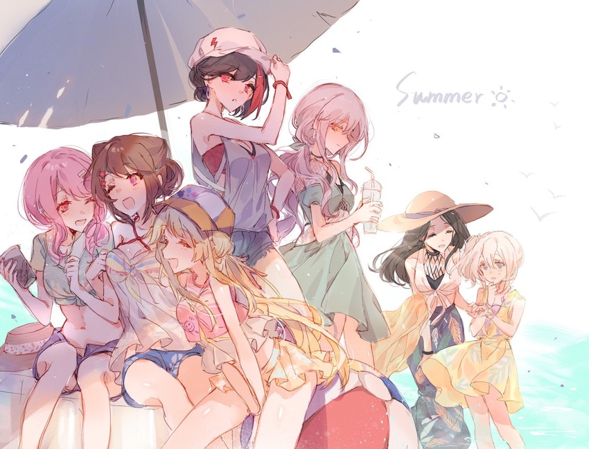 mitake ran, tsurumaki kokoro, maruyama aya, minato yukina, toyama kasumi, and 2 more (bang dream!) drawn by m_omoo