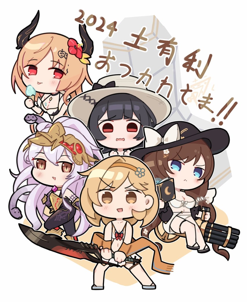 djeeta, vikala, medusa, and raziel (granblue fantasy) drawn by pigking_luneth