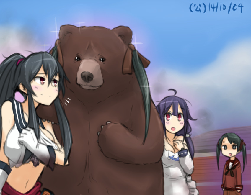 yahagi, taigei, and mikuma (kantai collection) drawn by hamu_koutarou
