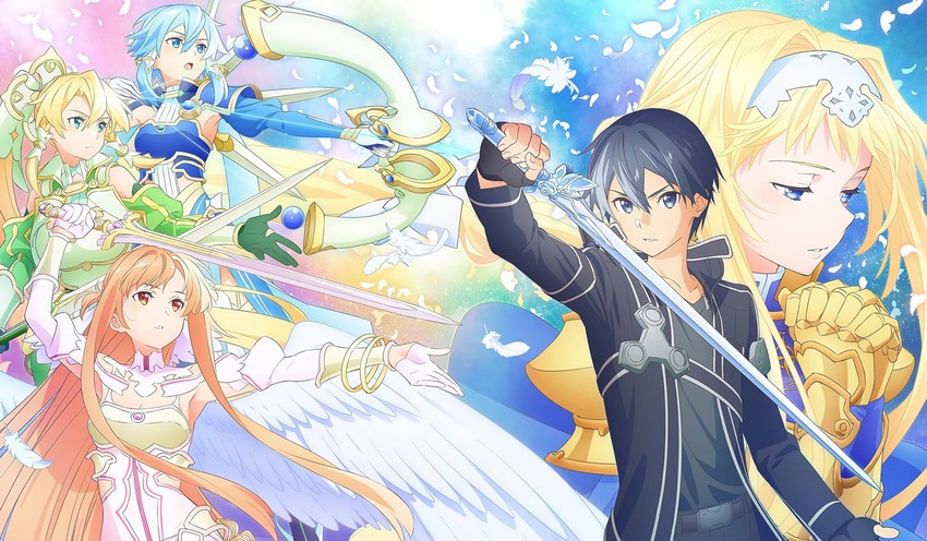 asuna, kirito, sinon, leafa, and alice zuberg (sword art online and 2 more) drawn by tokira_nozumi