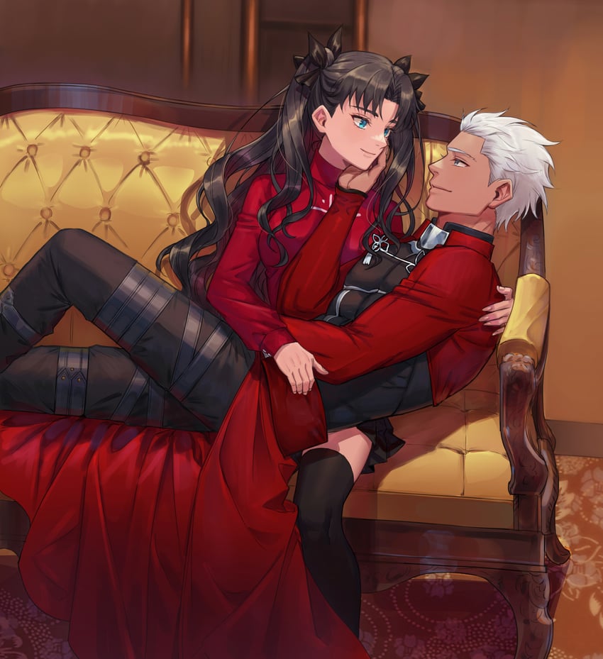 tohsaka rin and archer (fate and 1 more) drawn by dnstar_1019