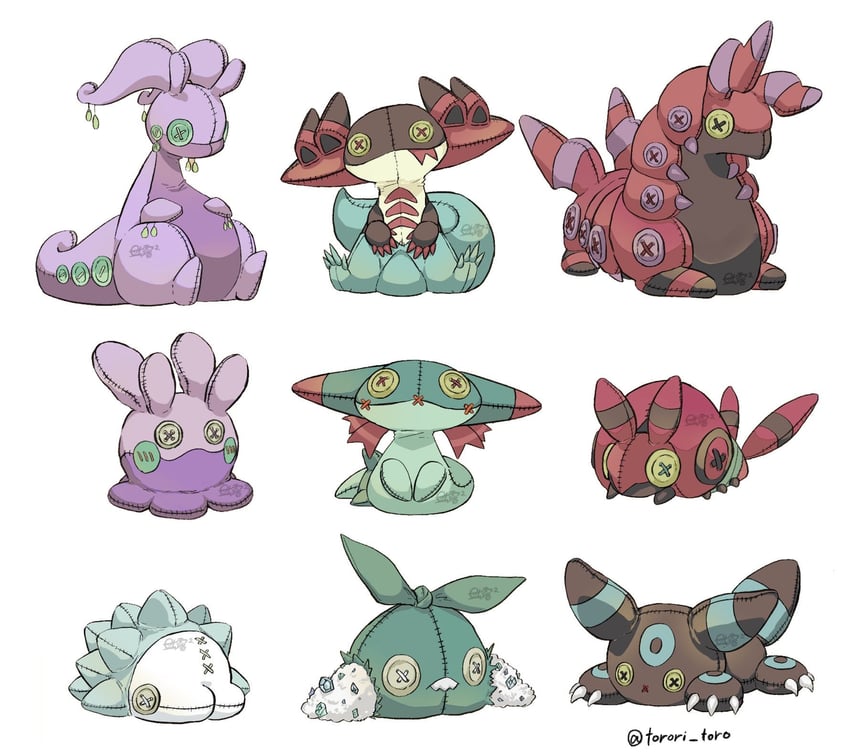 umbreon, goomy, dreepy, snom, dragapult, and 4 more (pokemon) drawn by torori_toro_(oimo_kenpi)