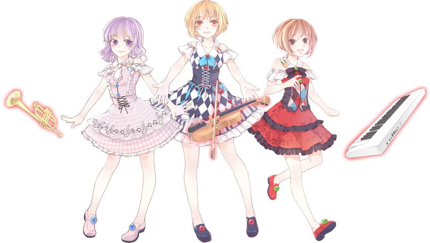 lunasa prismriver, merlin prismriver, and lyrica prismriver (touhou) drawn by tsukimiya_kamiko