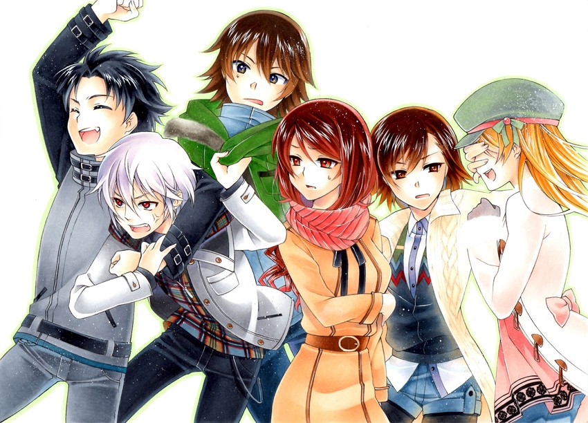 misaka mikoto, shokuhou misaki, accelerator, mugino shizuri, kakine teitoku, and 1 more (toaru majutsu no index) drawn by ryuuki_(hydrangea)