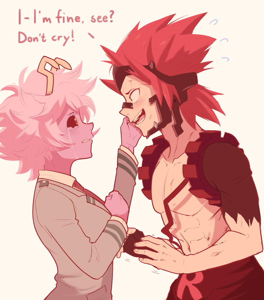 ashido mina and kirishima eijiro (boku no hero academia) drawn by sally_(luna-arts)