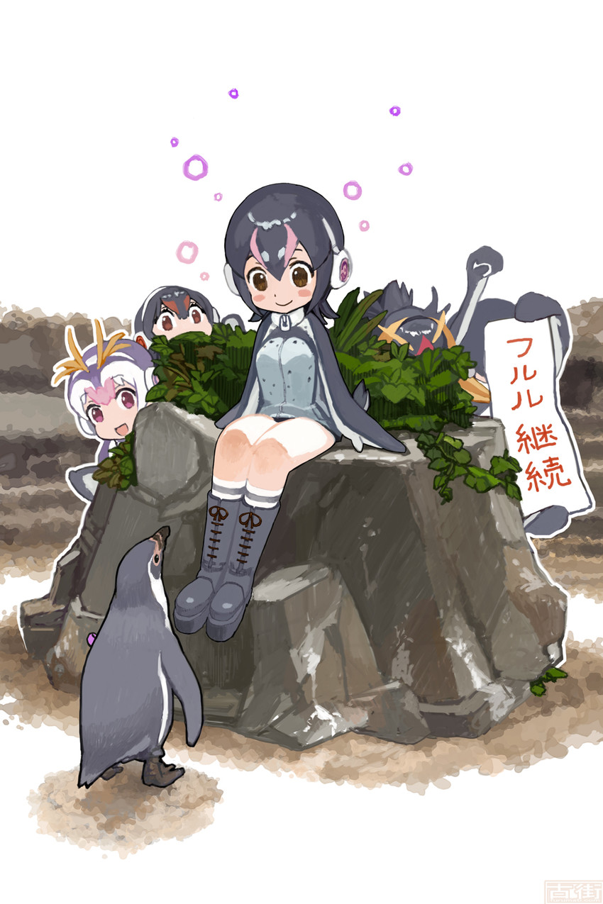 emperor penguin, humboldt penguin, royal penguin, rockhopper penguin, gentoo penguin, and 1 more (kemono friends) drawn by tomohi