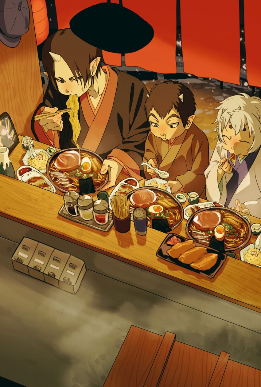 hoozuki, karauri, and nasubi (hoozuki no reitetsu) drawn by matsumine_(twin-mix)