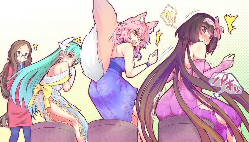tamamo, tamamo no mae, kiyohime, leonardo da vinci, and osakabehime (fate and 1 more) drawn by wisespeak