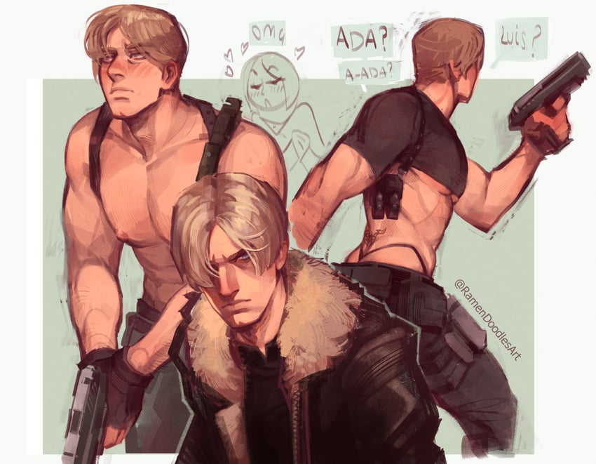 leon s. kennedy and ada wong (resident evil and 1 more) drawn by ramendoodlesart
