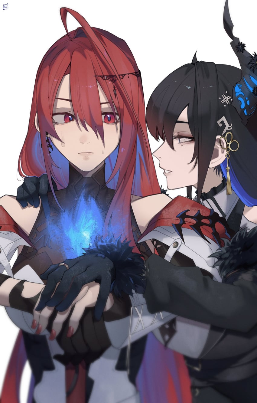 nerissa ravencroft and elizabeth rose bloodflame (hololive and 1 more) drawn by ninochuu