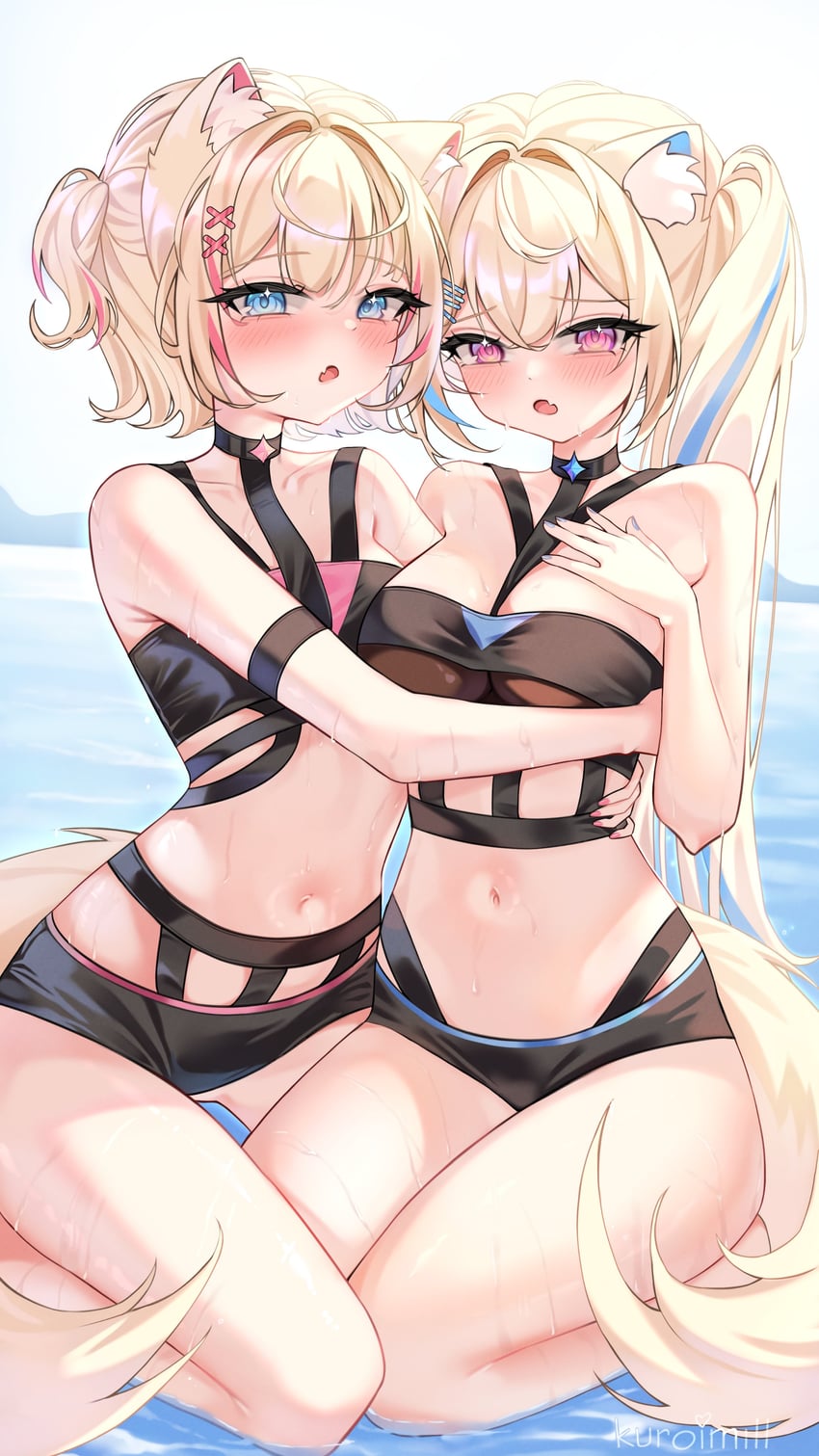 fuwawa abyssgard and mococo abyssgard (hololive and 1 more) drawn by kuroimill