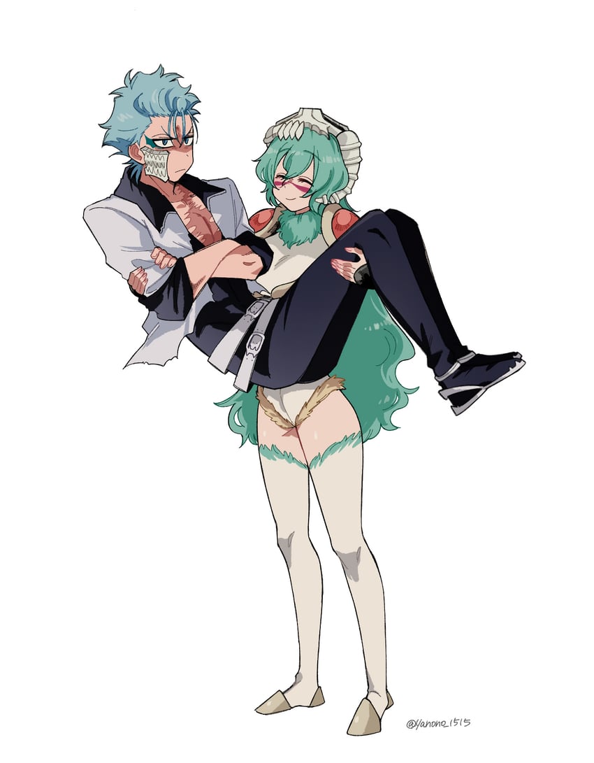 nelliel tu odelschwanck and grimmjow jaegerjaquez (bleach and 1 more) drawn by yanono_015