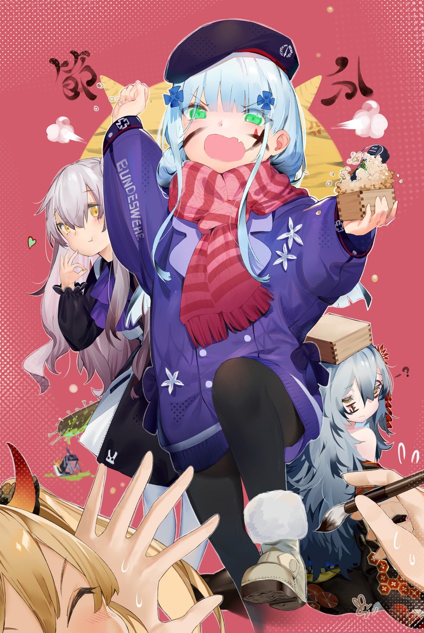 hk416, ump9, g11, dinergate, and ump45 (girls' frontline) drawn by yamano_(yamanoh)