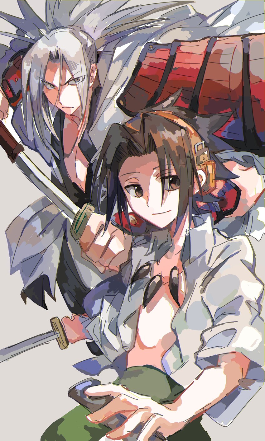 asakura yoh and amidamaru (shaman king) drawn by toramaru_(696anna)