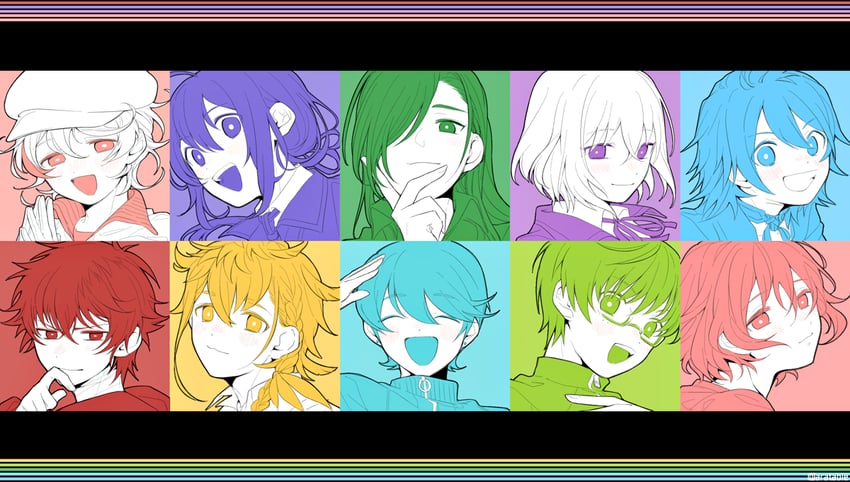 namazuo toushirou, honebami toushirou, horikawa kunihiro, nikkari aoe, urashima kotetsu, and 5 more (touken ranbu) drawn by hetaratable