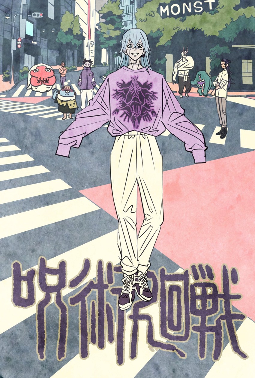 getou suguru, mahito, choso, kenjaku, jogo, and 4 more (jujutsu kaisen) drawn by takeuchi_ryousuke