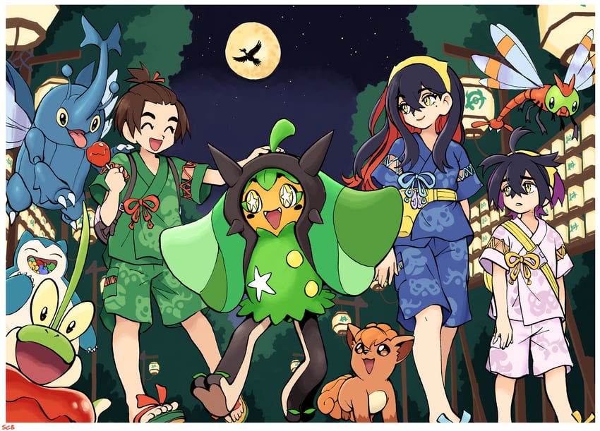 kieran, carmine, florian, snorlax, vulpix, and 5 more (pokemon and 1 more) drawn by seb